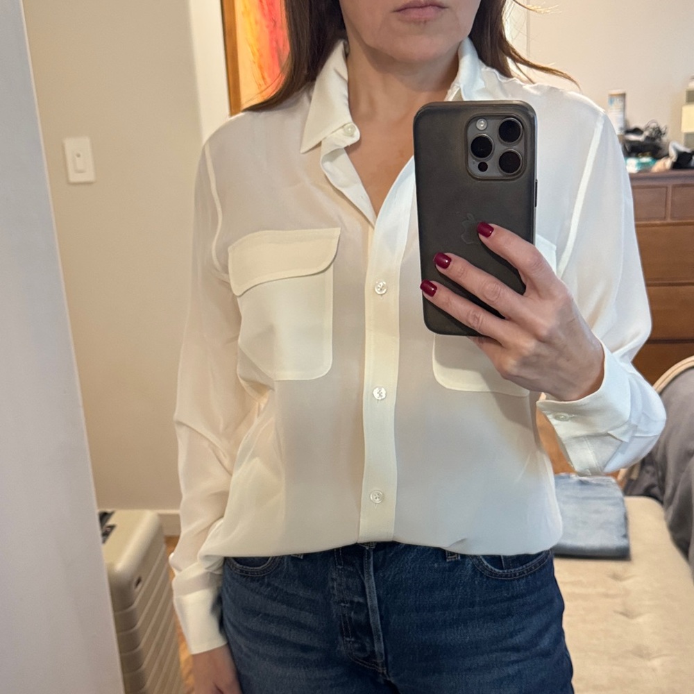 Equipment Elegant White Women's Blouse